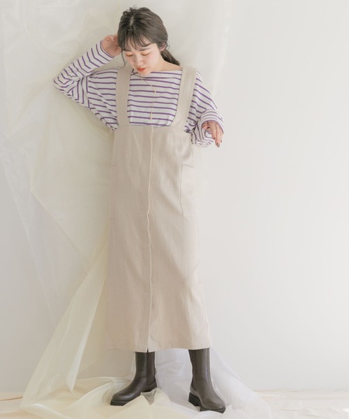 ITEMS URBANRESEARCH(アイテムズ アーバンリサーチ)の「バスクボーダーロングTシャツ(Tシャツ/カットソー・レディース・パープル/グリーン/ブラック・FREE)」の22枚目の写真