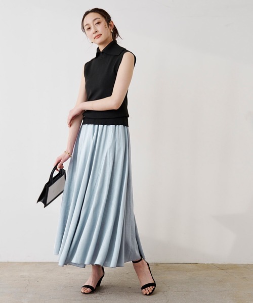 UR'S（ユアーズ）の「ﾘﾈﾝﾌﾚｱｽｶｰﾄ（スカート・レディース・ブルー/グリーン/ナチュラル/ブラック/グレー・S/M/L）」の9枚目の写真
