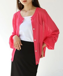 【shemoshelly】WEB限定 クルーネックシアーカーディガン