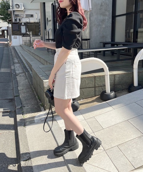 【オリーブ デ オリーブ】レディース デニム ミニ 巻きスカート フリーサイズ OLIVE des OLIVE（オリーブデオリーブ）の「デニムミニスカート