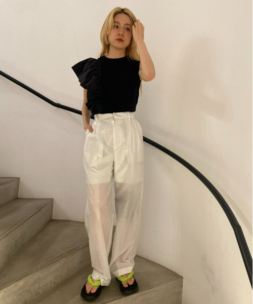 セール】タフタラッフルスリーブトップス / Taffeta Ruffle Tee