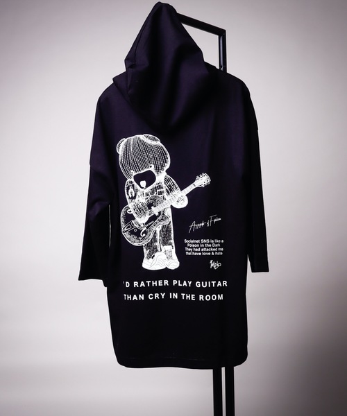 AFYF（エーエフワイエフ）の「DARK BEARSS GRAPHIC PARKA/オーバーサイズ ダークベア グラフィックパーカー 半袖（パーカー・メンズ・ブラック系その他/ブラック系その他3/ブラック系その他4/ブラック系その他5・22cm）」の4枚目の写真