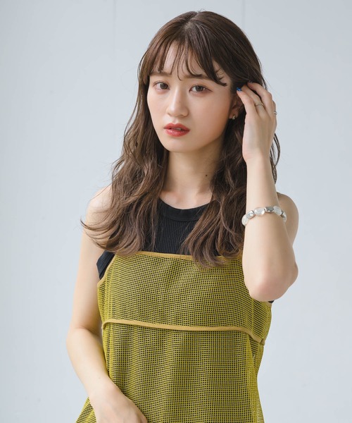 INTER FACTORY（インターファクトリー）の「るい【YouTuberるぅきぃ夫婦】 - メッシュキャミワンピース made in INTER FACTORY（ワンピース・レディース・カーキ/イエロー・FREE）」の6枚目の写真