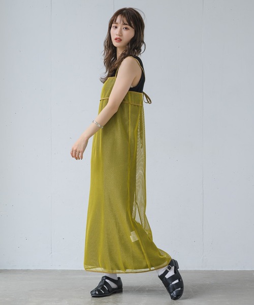 INTER FACTORY（インターファクトリー）の「るい【YouTuberるぅきぃ夫婦】 - メッシュキャミワンピース made in INTER FACTORY（ワンピース・レディース・カーキ/イエロー・FREE）」の18枚目の写真