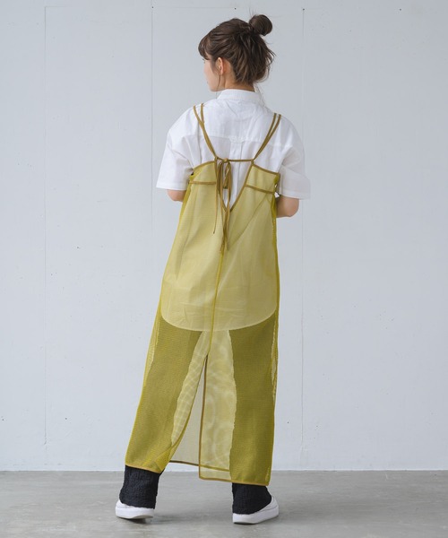 INTER FACTORY（インターファクトリー）の「るい【YouTuberるぅきぃ夫婦】 - メッシュキャミワンピース made in INTER FACTORY（ワンピース・レディース・カーキ/イエロー・FREE）」の20枚目の写真