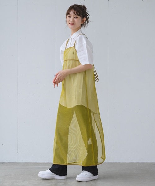 INTER FACTORY（インターファクトリー）の「るい【YouTuberるぅきぃ夫婦】 - メッシュキャミワンピース made in INTER FACTORY（ワンピース・レディース・カーキ/イエロー・FREE）」の22枚目の写真