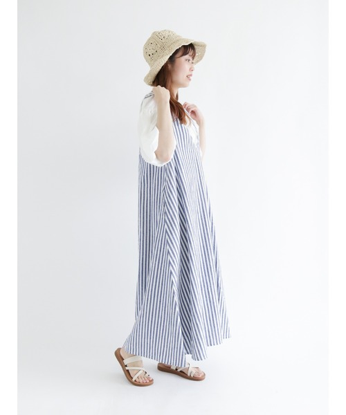 Samansa Mos2（サマンサ モスモス）の「深Vネックノースリワンピース（ワンピース・レディース・オフホワイト/ブルー/グリーン/チャコール・ﾌﾘ-）」の8枚目の写真