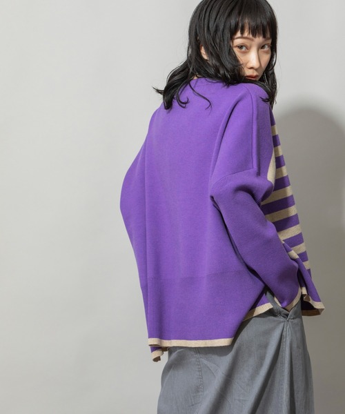 Munich(ミューニック)の「PBTヤーンインターロックニットワイドプルオーバー(Tシャツ/カットソー・レディース・チャコールグレー/パープル/オートミール・FREE)」の22枚目の写真