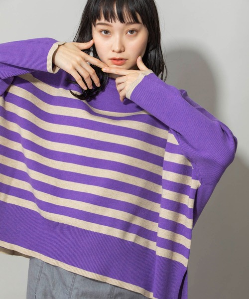 Munich(ミューニック)の「PBTヤーンインターロックニットワイドプルオーバー(Tシャツ/カットソー・レディース・チャコールグレー/パープル/オートミール・FREE)」の15枚目の写真