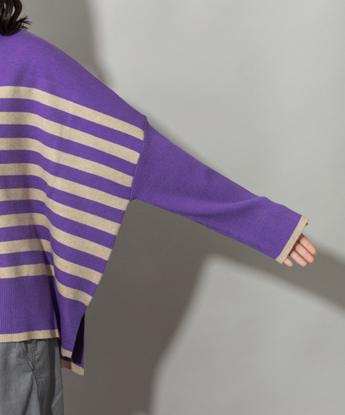 Munich(ミューニック)の「PBTヤーンインターロックニットワイドプルオーバー(Tシャツ/カットソー・レディース・チャコールグレー/パープル/オートミール・FREE)」の12枚目の写真