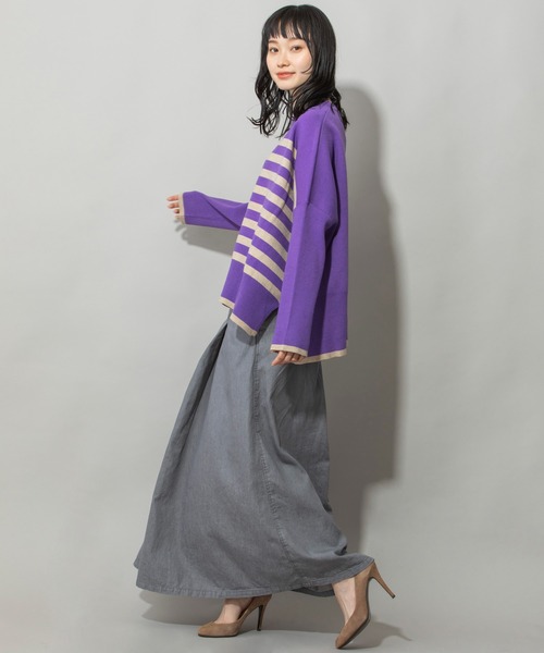 Munich(ミューニック)の「PBTヤーンインターロックニットワイドプルオーバー(Tシャツ/カットソー・レディース・チャコールグレー/パープル/オートミール・FREE)」の7枚目の写真