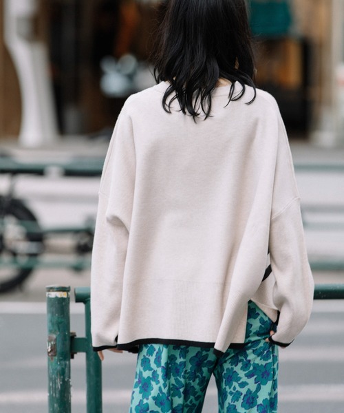 Munich(ミューニック)の「PBTヤーンインターロックニットワイドプルオーバー(Tシャツ/カットソー・レディース・チャコールグレー/パープル/オートミール・FREE)」の9枚目の写真