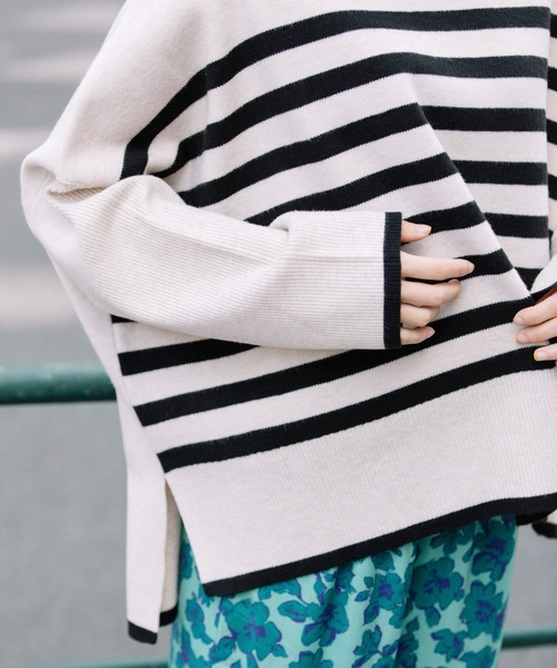 Munich(ミューニック)の「PBTヤーンインターロックニットワイドプルオーバー(Tシャツ/カットソー・レディース・チャコールグレー/パープル/オートミール・FREE)」の6枚目の写真