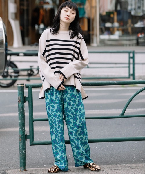 Munich(ミューニック)の「PBTヤーンインターロックニットワイドプルオーバー(Tシャツ/カットソー・レディース・チャコールグレー/パープル/オートミール・FREE)」の5枚目の写真