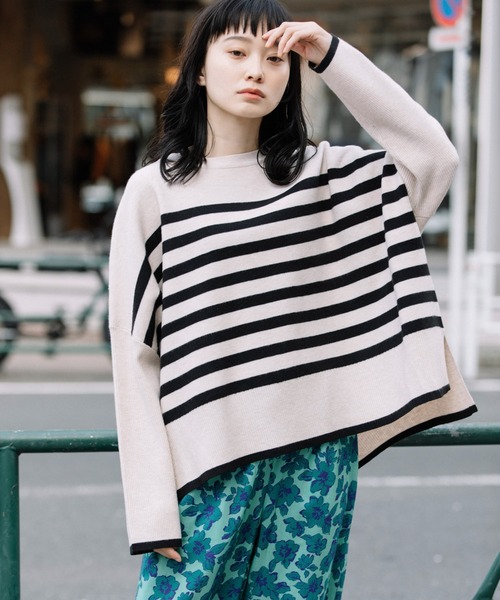 Munich(ミューニック)の「PBTヤーンインターロックニットワイドプルオーバー(Tシャツ/カットソー・レディース・チャコールグレー/パープル/オートミール・FREE)」の16枚目の写真