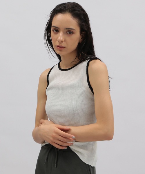 LAKOLE(ラコレ)の「ニットアメスリタンクトップ / 349115(タンクトップ・レディース・オフホワイト/ブラック・FREE)」の5枚目の写真