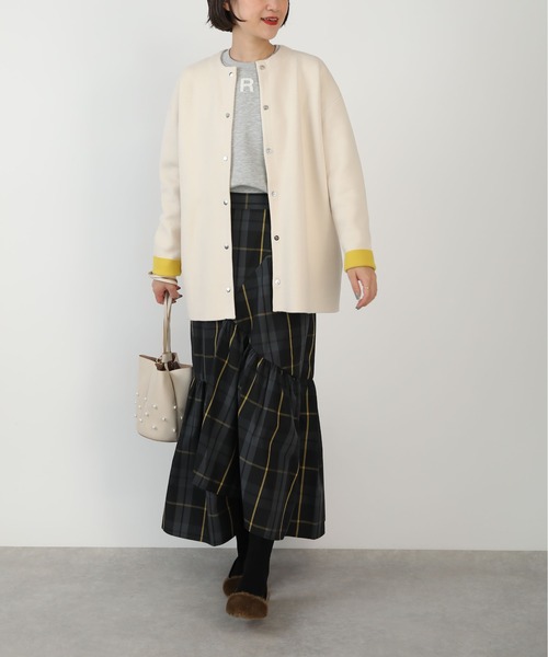 PICCIN（ピッチン）の「ドットボタングログランテープ配色カーディガン（カーディガン/ボレロ・レディース・ベージュ/ブラック/グレー・M）」の9枚目の写真