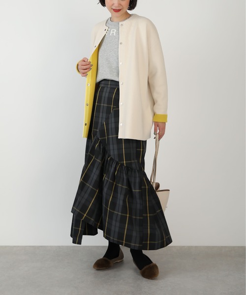 PICCIN（ピッチン）の「ドットボタングログランテープ配色カーディガン（カーディガン/ボレロ・レディース・ベージュ/ブラック/グレー・M）」の13枚目の写真