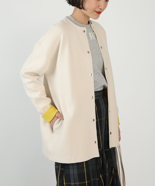 PICCIN（ピッチン）の「ドットボタングログランテープ配色カーディガン（カーディガン/ボレロ・レディース・ベージュ/ブラック/グレー・M）」の5枚目の写真