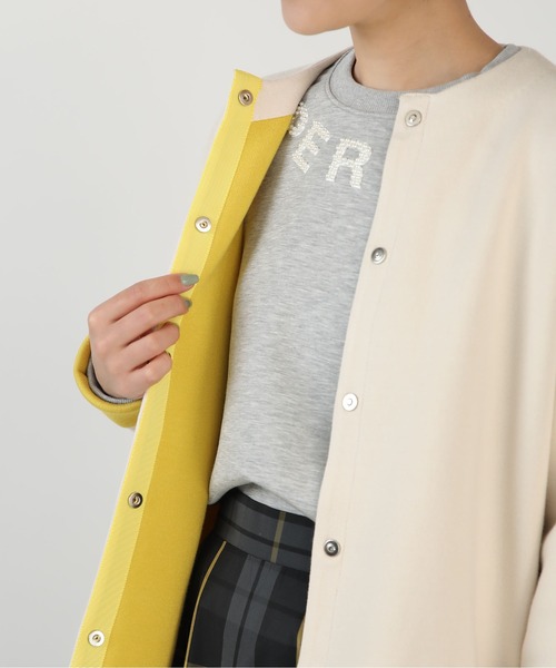 PICCIN（ピッチン）の「ドットボタングログランテープ配色カーディガン（カーディガン/ボレロ・レディース・ベージュ/ブラック/グレー・M）」の8枚目の写真