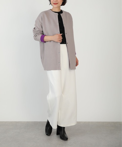 PICCIN（ピッチン）の「ドットボタングログランテープ配色カーディガン（カーディガン/ボレロ・レディース・ベージュ/ブラック/グレー・M）」の21枚目の写真