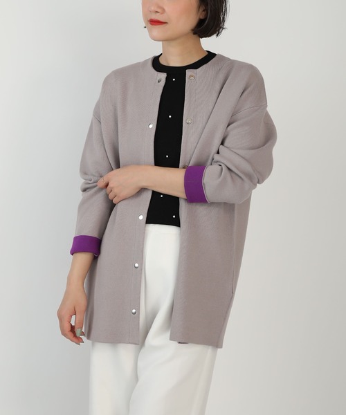 PICCIN（ピッチン）の「ドットボタングログランテープ配色カーディガン（カーディガン/ボレロ・レディース・ベージュ/ブラック/グレー・M）」の17枚目の写真