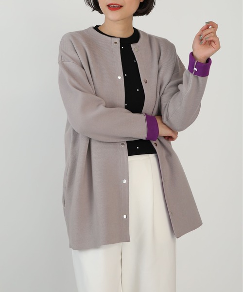 PICCIN（ピッチン）の「ドットボタングログランテープ配色カーディガン（カーディガン/ボレロ・レディース・ベージュ/ブラック/グレー・M）」の18枚目の写真