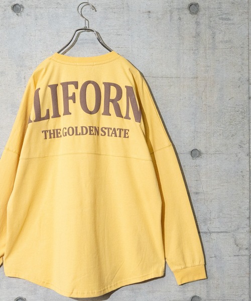 JOHN'S CLOSET(ジョンズクローゼット)の「【13】オーバーサイズ バックロゴ発砲プリント ロンT(Tシャツ/カットソー・メンズ・ホワイト/ブラック/ネイビー/レッド/オフホワイト/オレンジ/グリーン/ブラック系その他/ライトイエロー・MEDIUM/LARGE)」の8枚目の写真