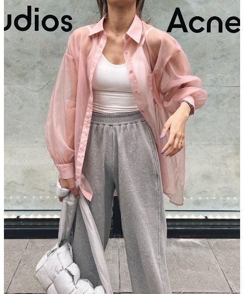 AMAIL(アマイル)の「Transparent loose shirt(シャツ/ブラウス・レディース・ホワイト/ブラウン/ピンク・FREE)」の20枚目の写真