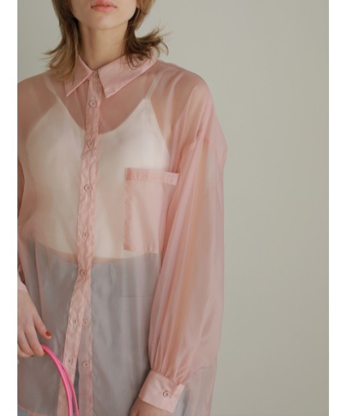 AMAIL(アマイル)の「Transparent loose shirt(シャツ/ブラウス・レディース・ホワイト/ブラウン/ピンク・FREE)」の12枚目の写真