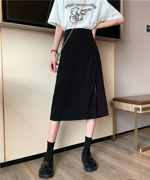 LOPASS(ロパス)の「ハイウエストAラインスカート(スカート・レディース・ブラック/ベージュ・M/L/S)」の3枚目の写真