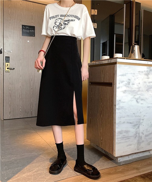 LOPASS(ロパス)の「ハイウエストAラインスカート(スカート・レディース・ブラック/ベージュ・M/L/S)」の5枚目の写真