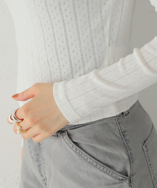 Oriens JOURNAL STANDARD（オリエンス ジャーナルスタンダード）の「【ROLLA’S/ローラス】 POINTELLE LS TOP（Tシャツ/カットソー・レディース・ホワイト・SMALL）」の7枚目の写真