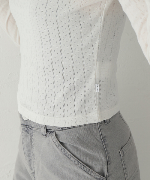 Oriens JOURNAL STANDARD（オリエンス ジャーナルスタンダード）の「【ROLLA’S/ローラス】 POINTELLE LS TOP（Tシャツ/カットソー・レディース・ホワイト・SMALL）」の6枚目の写真