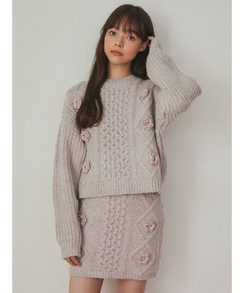 merry jenny（メリージェニー）の「flowerケーブルニット（ニット/セーター・レディース・ブラック/アイボリー/ピンク・FREE）」の17枚目の写真