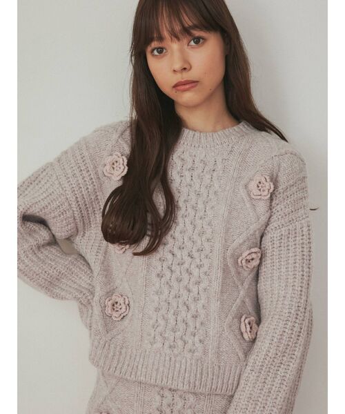 merry jenny（メリージェニー）の「flowerケーブルニット（ニット/セーター・レディース・ブラック/アイボリー/ピンク・FREE）」の19枚目の写真
