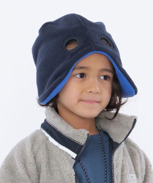 THE PARK SHOP（ザパークショップ）の「THE PARK SHOP:FLEECE REVERSIBLE BEANIE（ニットキャップ/ビーニー・キッズ・オリーブ/ライトグレー/ネイビー・ONE SIZE）」の3枚目の写真