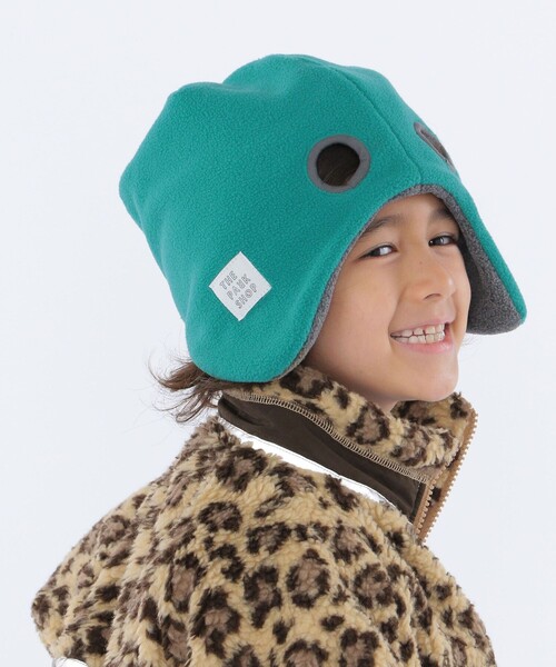 THE PARK SHOP（ザパークショップ）の「THE PARK SHOP:FLEECE REVERSIBLE BEANIE（ニットキャップ/ビーニー・キッズ・オリーブ/ライトグレー/ネイビー・ONE SIZE）」の4枚目の写真