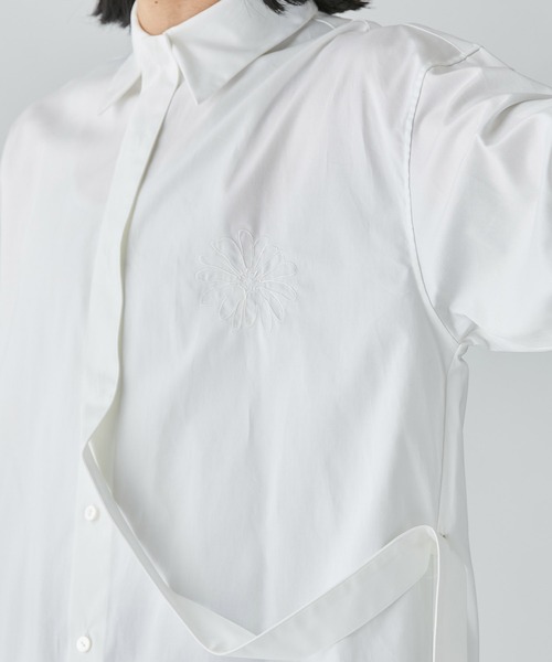 LiNoH（リノー）の「FLOWER EMBROIDERY L/S OVER SHIRT（シャツ/ブラウス・メンズ・ホワイト/ストライプ・1/2）」の9枚目の写真