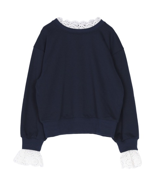 titivate(ティティベイト)の「コットンレースドッキングスウェット(スウェット・レディース・ブラック/グレー/ベージュ系その他/ネイビー・FREE/L/M)」の9枚目の写真