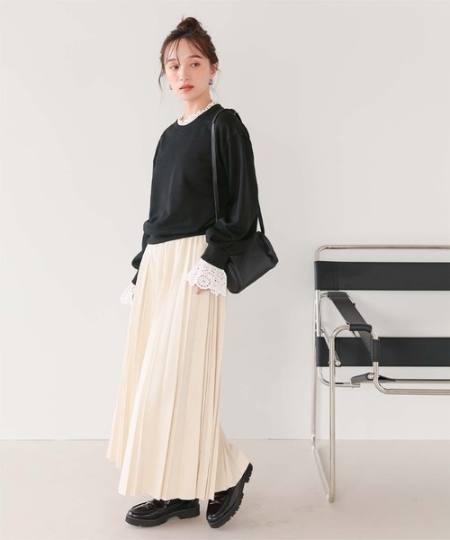 titivate(ティティベイト)の「コットンレースドッキングスウェット(スウェット・レディース・ブラック/グレー/ベージュ系その他/ネイビー・FREE/L/M)」の22枚目の写真