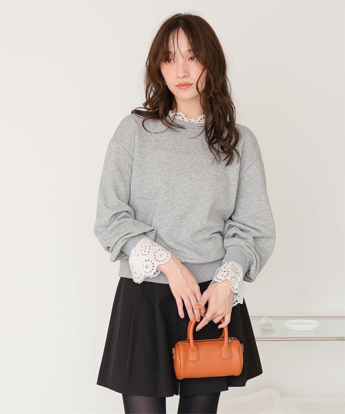 titivate(ティティベイト)の「コットンレースドッキングスウェット(スウェット・レディース・ブラック/グレー/ベージュ系その他/ネイビー・FREE/L/M)」の10枚目の写真