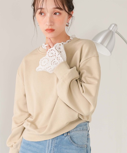 titivate(ティティベイト)の「コットンレースドッキングスウェット(スウェット・レディース・ブラック/グレー/ベージュ系その他/ネイビー・FREE/L/M)」の12枚目の写真