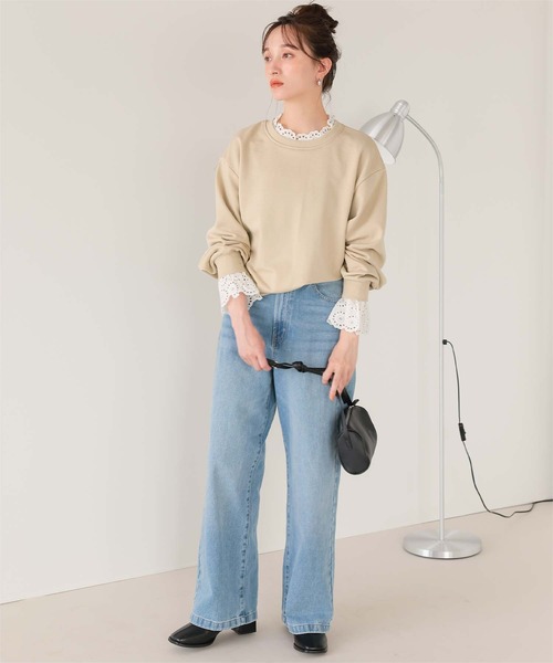 titivate(ティティベイト)の「コットンレースドッキングスウェット(スウェット・レディース・ブラック/グレー/ベージュ系その他/ネイビー・FREE/L/M)」の13枚目の写真