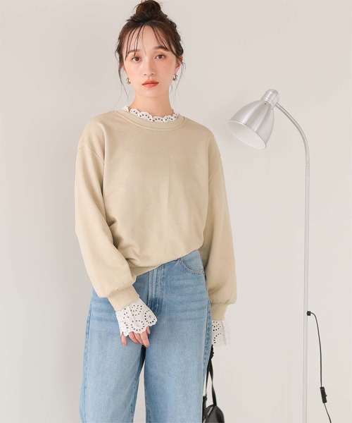 titivate(ティティベイト)の「コットンレースドッキングスウェット(スウェット・レディース・ブラック/グレー/ベージュ系その他/ネイビー・FREE/L/M)」の15枚目の写真