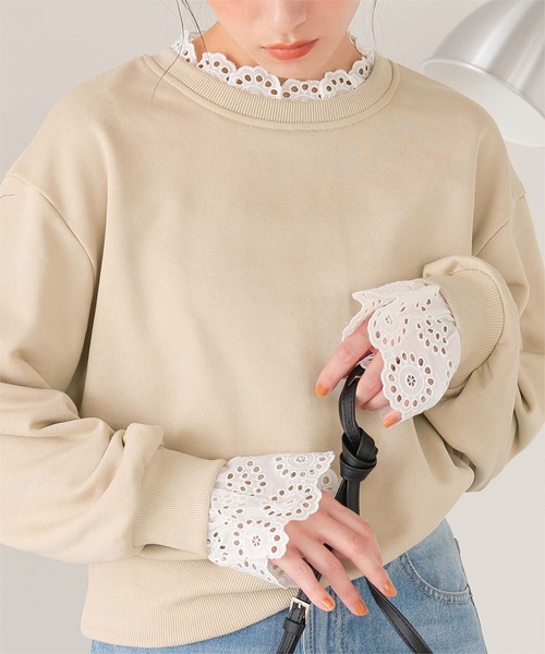 titivate(ティティベイト)の「コットンレースドッキングスウェット(スウェット・レディース・ブラック/グレー/ベージュ系その他/ネイビー・FREE/L/M)」の16枚目の写真