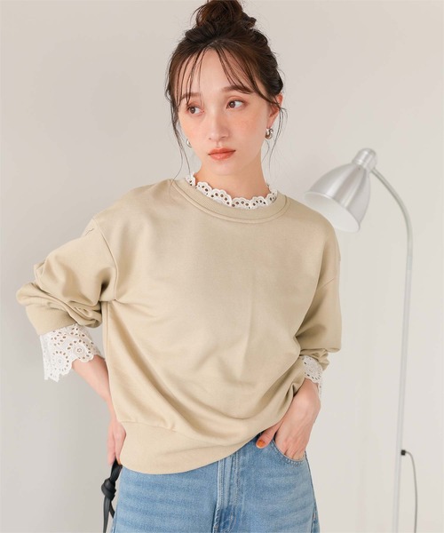 titivate(ティティベイト)の「コットンレースドッキングスウェット(スウェット・レディース・ブラック/グレー/ベージュ系その他/ネイビー・FREE/L/M)」の17枚目の写真