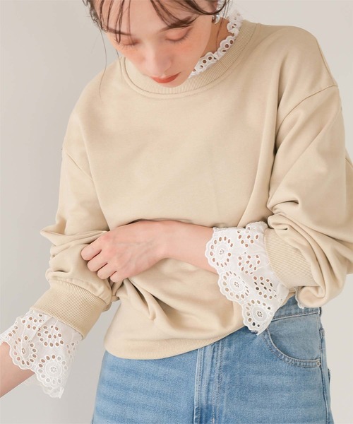 titivate(ティティベイト)の「コットンレースドッキングスウェット(スウェット・レディース・ブラック/グレー/ベージュ系その他/ネイビー・FREE/L/M)」の18枚目の写真