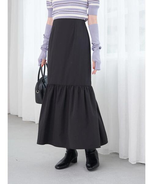 earth music&ecology(アースミュージックアンドエコロジー)の「ギャザー切替ボリュームスカート(スカート・レディース・ブラック/モカ/グリーン/ネイビー・S/M)」の8枚目の写真