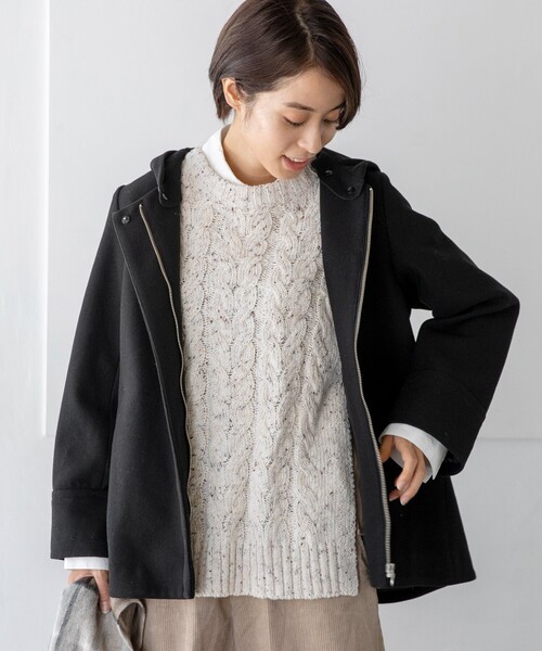 THE SHOP TK （ザ ショップ ティーケー ）の「◆【2WAYフード取り外し可】フードショートコート（その他アウター・レディース・ブラウン系/ライトベージュ/ブラック/ブラウン系その他・13/12/11/14）」の21枚目の写真